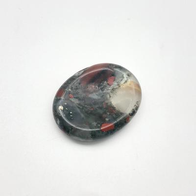 China Color Play or Wholesale Fire Polished Pocket Healing Oval Stone Natural African Tumbled Bloodstone Massage Thumb Worry Stone for sale