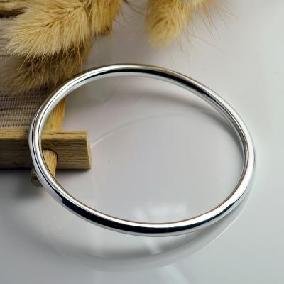 China FASHIONABLE Chain Bracelet Men And Women Simple Solid Round Bracelet For Girlfriend Gift S990 Pure Silver Shiny Closed Bracelet for sale