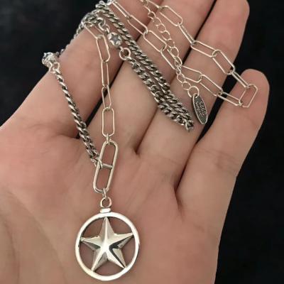 China Hiphop Style Pendant Necklace S925 Sterling Silver Star Necklace Round Hip Hop for sale