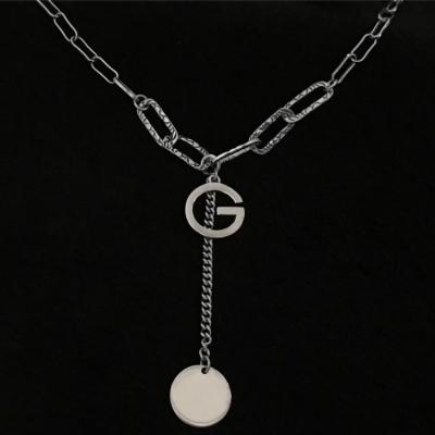 China Hiphop Design Necklace S925 Sterling Silver Letter G Around Card Style Punk Pendant for sale