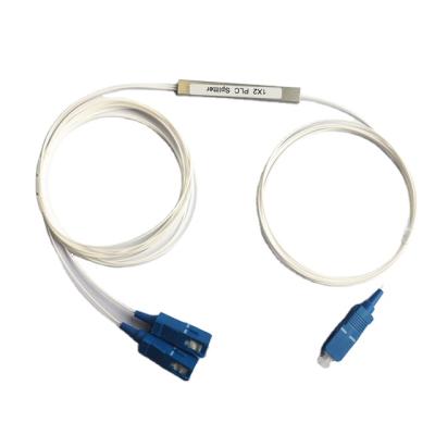 China FTTH Factory Price Pipe Shaped Steel 0.9mm Mini 1*2 PLC Splitter With SC/UPC G657A Fiber Optic PLC Splitter for sale