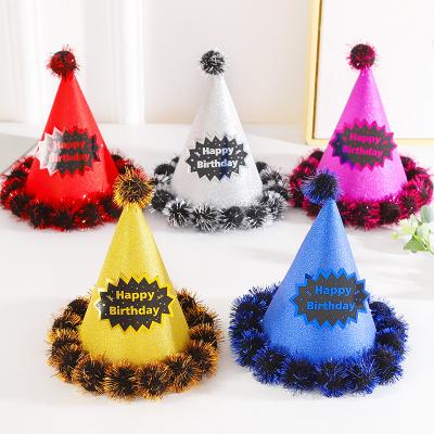 China Paper Jam Adult Children With Hair Bulb Hat Cake Decoration Birthday Party Supplies Light Bulb Hat for sale