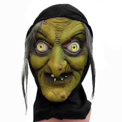 China Old Lady Wacky Creepy Mask Funny Halloween Terrorist Masquerade Party Witch Helmet Performance Props Custom Made for sale