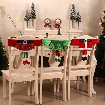 China 2021 New FABRIC Christmas Decorations Santa Claus Sashes Chair Sets Christmas Elf Girls Chair Set Dress Up Holiday Spirit Props for sale