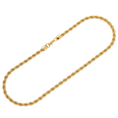 China Hip Hop Different Titanium Steel Copper Gold Chain Twist Hiphop 3MM Sizes Jewelry Silver Plated Necklace for sale