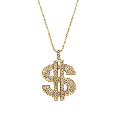 China Wholesale Hiphop USD Popular American Men's Hiphop Accessories Gemstone Glow Gold Necklace Pendant Chain for sale