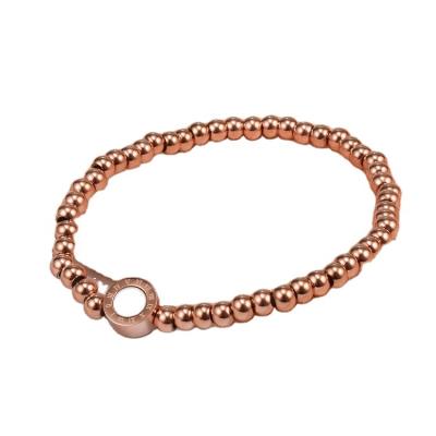 China Simple Round Woman Rose Gold Minimalist Roman Personality Titanium Steel 18K Hyperbole Pearl Bracelet for sale