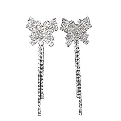 China TRENDY Personality Exaggerate Fashion Shiny Tassel Full Diamond Rhinestone Earrings Stud Earring For Women for sale