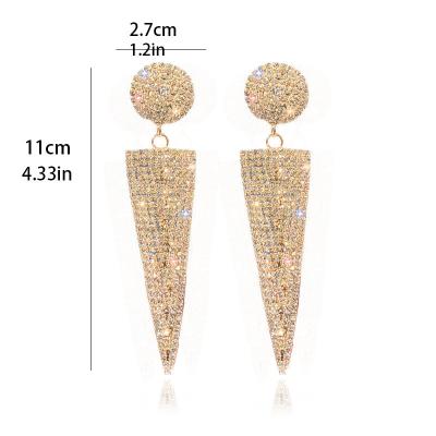 China TRENDY Fashion Exaggerated Crystal Long Eardrop Women's Triangle Rhinestone Earring Jewelry Popular Women's Earrings Retro for sale