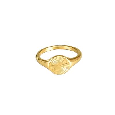 China Radiation Pattern Circular Ethnic Soft Fashion Style Titanium Steel Plated 18K Gold Accessories Vintage Bling Woman Ring for sale