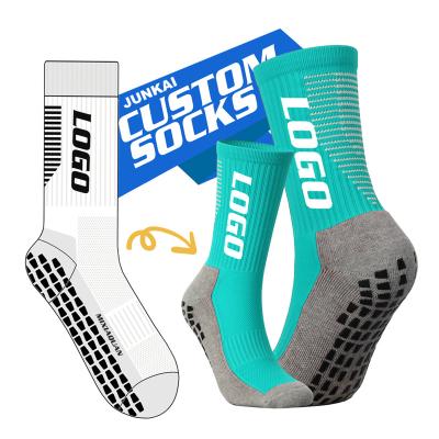 China Breathable Breathable Logo Custom Football Athletic Crew Socks Anti Slip Sports Football Custom Grip Socks for sale