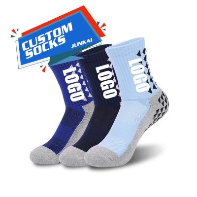 China Breathable Breathable Custom Design Non Slip Football Socks Logo Sports Football Socks Custom Grip Football Socks for sale