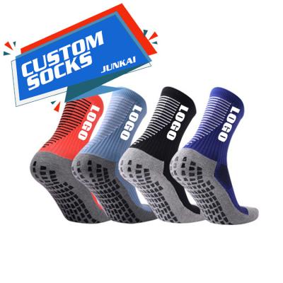 China Logo Football Grip Socks Custom Breathable Breathable Soccer Football Socks Customize Anti Slip Grip Sports Crew Socks for sale