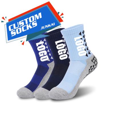 China Breathable Logo Football Sport Soccer Grip Breathable Custom Socks Custom Design Football Sporting Socks for sale