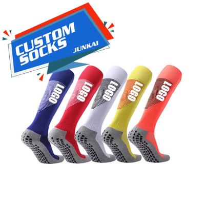 China Custom Made Breathable Logo Cotton Soccer Football Sock Breathable Antislip Football Grip Socks for sale