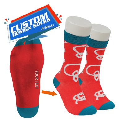 China QUICK DRY Custom Design Your Own Pattern Socks Custom Knit Pattern Crew Mens Socks With Custom Logo Socks for sale