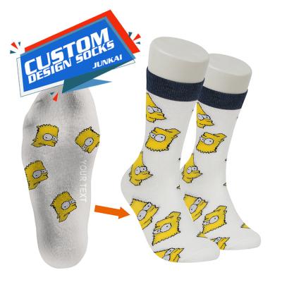 China QUICK DRY Custom Happy Printed Pattern Socks Customized Mens Cotton Crew Socks Custom Design For Knitting Pattern Dress Socks for sale