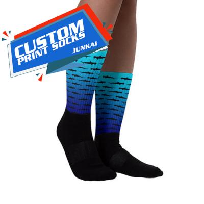 China Breathable Seamless Custom 360 Digital Printing Socks Wholesale 3D Sublimation Printing Sports Crew Socks for sale