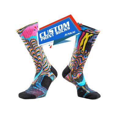 China Logo Printed Socks Custom made breathable 3d printing pattern tube sock for sublimation for sale