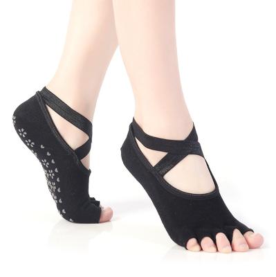 China QUICK DRY Custom Anti-Slip Home Fitness Yoga Kicks Open-Toe Pilates Grip Yoga Kicks Custom Logo for sale