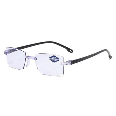 China Slim 8009 Wholesale Anti Rays Plastic Frameless Blue Reading Glasses for sale