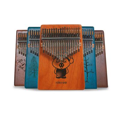 China Portable Musical Instrument Mahogany 17 Keys Shape Finger Piano Mini Kalimba Thumb Piano Beginner Klb22 for sale