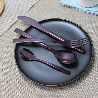 China Jieyang Shengde New Disposable Stainless Steel Knife Fork And Spoon Disposable Cutlery Purple Flatware Set 2021 Best Selling Products In UK Amazon for sale