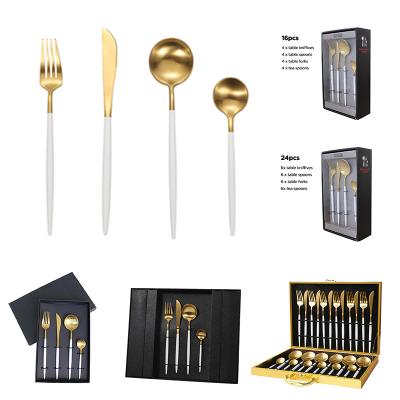 China Viable Hot Selling Good Quality Elegant Luxury Royal Cutlery Set Stainless Steel Hotel Colored Flatware Plated Flatware Set for sale