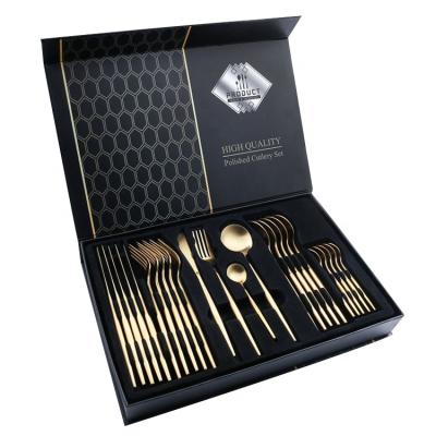 China 2021 New Ideas Product Gold Plated Flatware 72pcs Dourados Gold Plated Flatware 72pcs Hot Selling Custom Made Viable Home and Kitchen Sets for sale