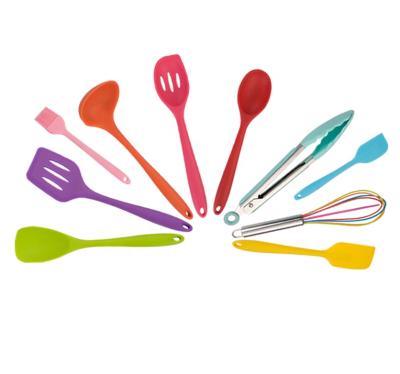 China Silicone Stocked Kitchen Utensil Set Colorful Bpa Free High Temperature Resistant Kitchen Cooking Tools Instruments Cookware Kitchenware for sale