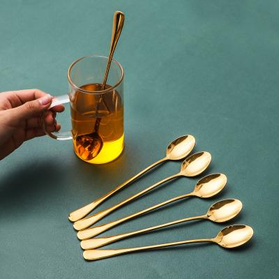 China Long Viable Latte Spoon Teaspoon Ice Scoop Factory Price Rose Gold 304 Stainless Steel Set for sale