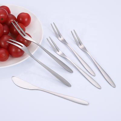 China Wholesale 2pcs modern style stainless steel fruit mooncake appetizer fork and knife set for sale for sale