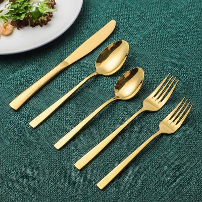 China Fashionable Long Lasting Handle 5 Pcs /20 Pcs Stainless Steel Cutlery Set With Gold Design Cutlery Set For Home / Wedding Hotel for sale