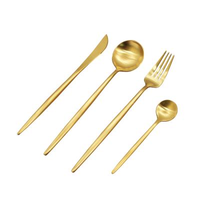 China Jieyang 18/10 Matte Gold /Copper Stainless Steel Spoon Fork Knife Cutlery/Flatware Set for sale