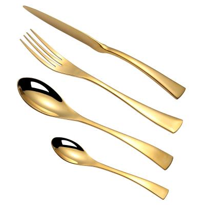 China 2022 New Arrivals Viable Unique Cutlery Set Stainless Steel Gold Knife Spoon Fork Bulk Disposable Flatware Set For Wedding for sale