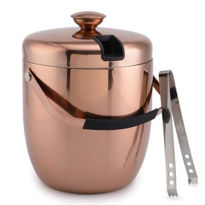 China Sustainable Cooler Round Ice Bucket Stainless Steel Double Wall Insulated Large Stainless Steel-Copper Metal Buckets for sale