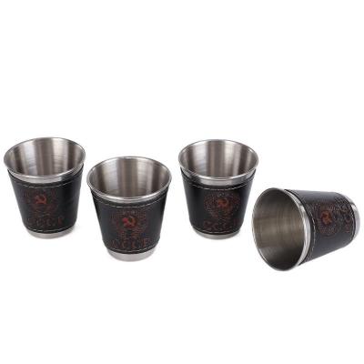 China Wholesale Custom Manufacturer Custom Logo and Color 1oz 2oz Spirit Black Mini Flask Wine Shot Glass Stainless Steel for sale