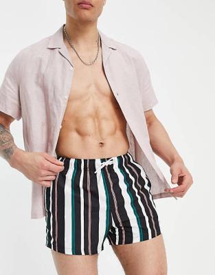 China Plus Size OEM Breathable Island Striped Panel Shorts Beach Tops Printed Professional Swimwear Men's Wholesale for sale