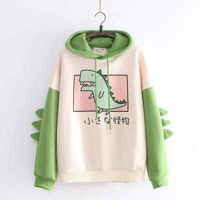 China Anti-Wrinkle Casual Printing Long Sleeve Splice Dinosaur Sweatshirt Hoodies Overlay for sale