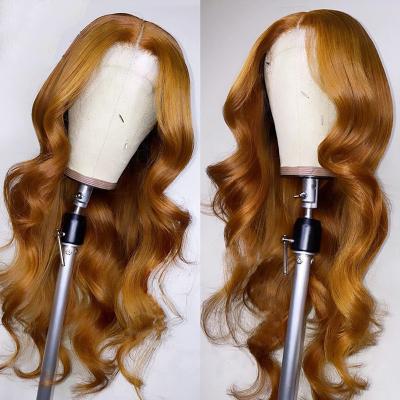 China Body Wave Body Wave Hair Lace Front Closure Wigs 13x4 HD Colored Brazilian Remy Hair Curl Wigs Pre Plucked for sale