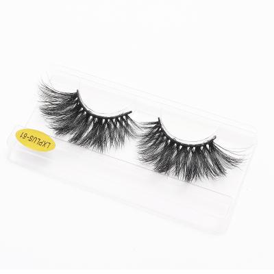 China Eyelashes Makeup 25mm Lashes With Handmade Thick Band 25mm Mink Lashes On Tray False Eyelashes Label 100% Plastic Logo Custom Packaging for sale