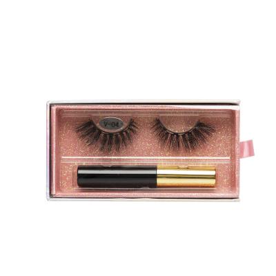 China LASHWOODS 5 Magnets 3D Long Natural Magnetic False Eyelashes 1 Pair Handmade Natural Lashes And Magnetic Eyeliner Set With Packaging for sale