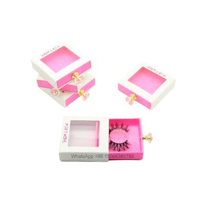 China Custom Empty Square Lash Box Drawer Eyelash Packaging Rectangle Money Lashbox Dollar Sign Slide Long Eye Natural Lashesh Case for sale