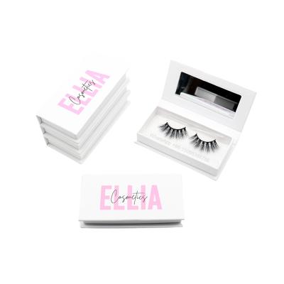 China Long Logo Empty White And Pink Custom Wholesale Hot Sale Natural Bronzing Process Eyelash Box Packaging for sale