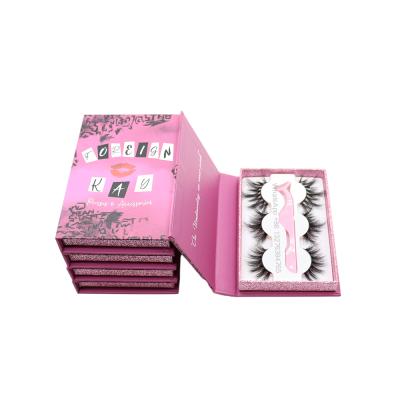 China Long Natural Lash Book Three Pairs Burn Eyelash Packaging Custom Lashbox Packaging With Logo Wholesale Mink Lashes Vendor for sale