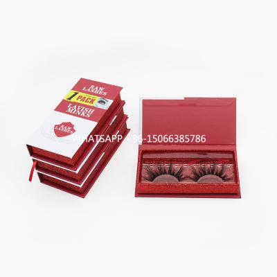 China Natural Long Eyelash Wholesaler Customized Red Boxes And Logo Lash Packing Natural Mink Eyelashes Custom Made for sale