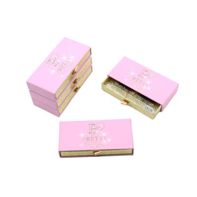 China Long Pink Empty Customized Natural Lash Boxes Custom Eyelash Packaging for Full Strip Mink Lashes 25mm for sale