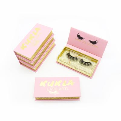 China Customized Natural Pink Long Lash Boxes Paper Sleeve Eyelash Empty Packaging For 25mm 3d Mink Highlights Wholesale for sale