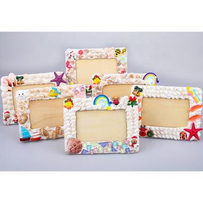 China Natural Conch Shell Photo Frame DIY Package Beach Shell Photo Frame Material for sale