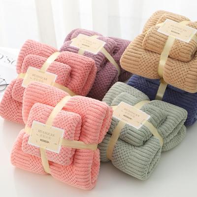 China Wholesale High Quality QUICK DRY Coral Fleece Towels Set 70*140cm 35*75cm Bath Towel Towel Sets for sale